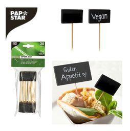 [107.439.88204] Espeto Madeira P/Entradas 20Und Blackboard 7Cm Papstar      