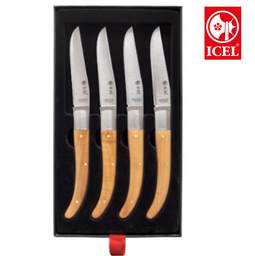 [107.437.1031.04] Conj. 4 Facas Para Bife Sem Serrilha 100Mm Cb Mad. Icel     