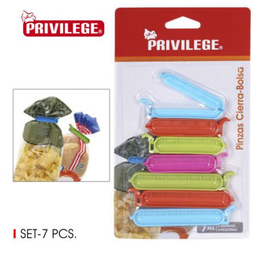 [880.BY01019973403] Conjunto De 7 Molas Plasticas Para Fechar Sacos Privilege   