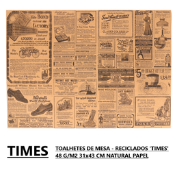 [964.106.12] Toalhetes De Mesa Reciclado Times 31X43Cm Natural 500 Und   
