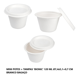 [107.228.85] Mini Potes+Tampas  Bionic 120Ml Ø7,4X5,1+0,7Cm Br. 50 Unid  