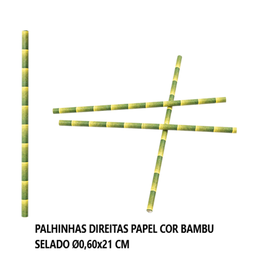 [107.228.20] Palhinhas Direitas Papel Cor  Bambu Ø0,60X21Cm 250 Unid.    