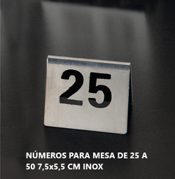 [107.162.04] Números Para Mesa De 25 A 50 7,5X5,5Cm  Inox                