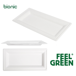 [107.250.49] Prato Rectangular Bionic 26X13Cm Cana Acucar Branco 50 Unid.
