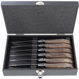 [107.14800037] Conjunto 6 Facas Para Bife Lisa C/Estojo Mad. Clara Laguiole