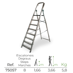 [107.640.75057] Escadote Aluminio 8 Degraus 52X11X241Cm Edm                 