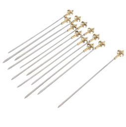 [107.04312600019] Espeto Inox Para Espetadas 25Cm C/Flor De Lis C/12 Unidades 