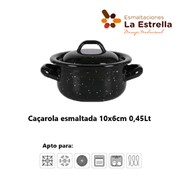 [107.B217210110] Caçarola Esmaltada Preta 10X6Cm 0,45Lt La Estrella          