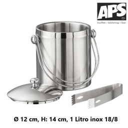 [670.36013] Balde Para Gelo Ø 12Cm, H: 14Cm 1 Litro Inox 18/8 Aps       