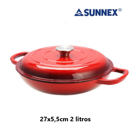 [107.CSTCA27R] Caçarola Baixa Ferro Fundido 27X5,5Cm 2 Lt Vermelha Sunnex  