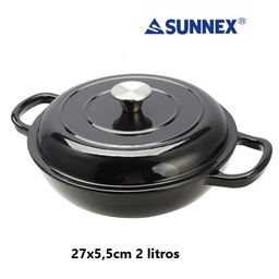 [107.CSTCA27K] Caçarola Baixa Ferro Fundido 27X5,5Cm 2 Lt Preta Sunnex     
