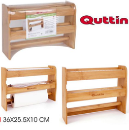 [880.BQ01018672401] Porta Rolos De Cozinha Em Bambu 36X25.5X10 Quttin           