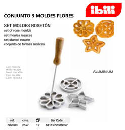 [107.676.787600] Conjunto De 3 Moldes Aluminio P/Fritos Flores 27X7Cm Ibili  
