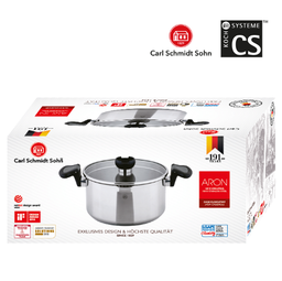 [107.8CSS60589] Caçarola Alta Aron 24Cm Tampa Vidro Carl Schmidt Sohn       