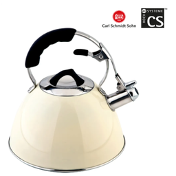 [107.8CSS58487] Chaleira Aço Polido Creme 3Lts Aquatic Carl Schmidt Sohn    
