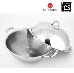 [107.8CSS78690] Wok Inox Dresden Com Fundo Alveolar 32 Cm Tampa Inox        