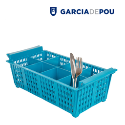 [107.252.52] Cesto Talheres 8 Div. Sem Asas 42,5X21X15 Cm Azul Pp        