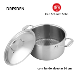 [107.8CSS78652] Caçarola Inox C/Tampa Dresden Com Fundo Alveolar 20Cm       