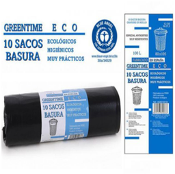 [107.33080105150] Rolo C/10 Sacos Lixo Preto  80X105-Gr150-100 Lt Greentime   