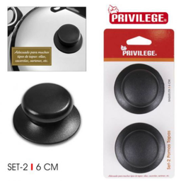[880.BY01016772366] Pega Para Tampa Panela (Conj. 2) Baquelite 6 Cm Privilege   