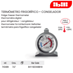 [107.676.743409] Termometro Frigorifico-Congelador 7X7Cm -20/20ºc Ibili      