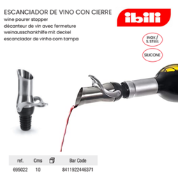 [107.676.695022] Vertedor De Vinho Com Fecho Encaixe Silicone 10Cm Ibili     
