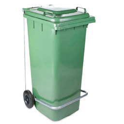 [107.L13000255VP] Contentor Hdpe C/Rodas E Pedal Tampa 120L Verde             