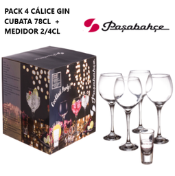 [107.0331596810] Pack 4 Cálice Gin Cubata 78Cl Ø11,5X23Cm+Medidor 2/4Cl      