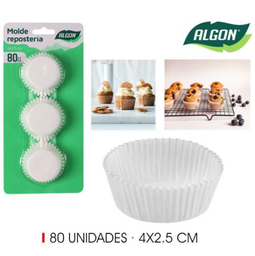 [880.BA01043175260] Forma Papel Madalenas 4X2.5Cm 80 Unid. Algon                