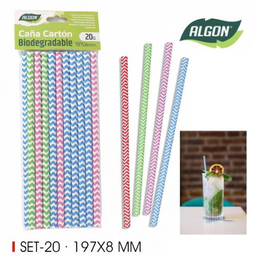 [880.BA01050375141] Palhinha Papel Conj. 20 Unid.  Rayada 197X8Mm Algon         