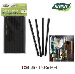 [880.BA01050375151] Palhinha Papel Conj. 25 Unid. Preta 140X6Mm Algon           