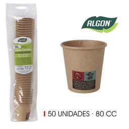 [880.BA01054075097] Conjunto De 50 Copos  Papel  Kraft  80Cc Algon              