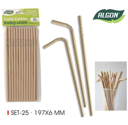 [880.BA01050375146] Palhinha Papel Conj. 25 Unid. Flexivel Kraft 197X8Mm  Algon 