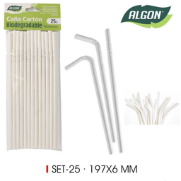 [880.BA01050375147] Palhinha Papel Conj. 25 Unid. Flexivel Branca 197X6Mm  Algon