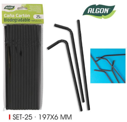 [880.BA01050375148] Palhinha Papel Conj. 25 Unid. Flexivel Preta 197X6Mm  Algon 
