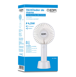 [109.33904] Ventoinha De Mão Recarregável  Usb 4,5W Ø10,6X21,3Cm Edm    