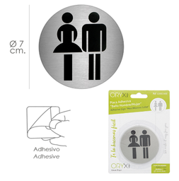 [107.758.15051405] Placa Adesiva Wc  Mulher / Homem  Inox   7Cm Unidade        