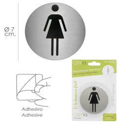[107.758.15051410] Placa Adesiva Wc  Mulher  Inox   7Cm Unidade                