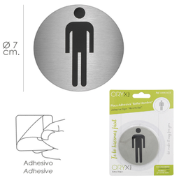 [107.758.15051415] Placa Adesiva Wc  Homem  Inox   7Cm Unidade                 