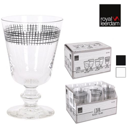 [880.7623282C28-1] Set 6 Copos 3 Branco 3 Preto 28Cl Crossi  Royal Leerdam     
