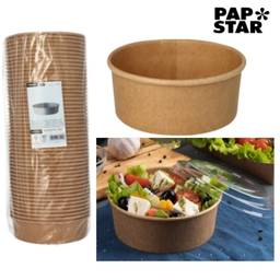 [107.439.88902] Saladeiras Cartão Redondo 1000Ml Ø15X 7,5Cm Kraft 50 Unid   