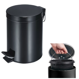 [107.VH1020PLN] Papeleira C/Pedal E Balde Int. Epóxi Preta - 5L             
