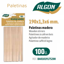 [880.BA01019175200] Paletinas Madeira 190X1.3X6Mm  100 Unid.  Algon             