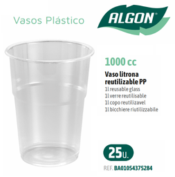 [880.BA01054375284] Pack De Copos 1 Litro Pp Reutilizavel  25 Unid.  Algon      