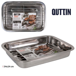 [880.998021] Bandeja Rectangular  Inox C/Grelha 33X24X5Cm Quttin         
