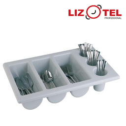 [107.0730952236] Tabuleiro Gn 1/1 P/ Talher Pp Cinza 6 Div. 53X32X10Cm       