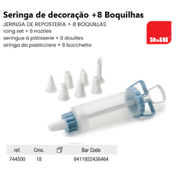 [107.676.744500] Seringa De Pasteleiro 18Cm + 8 Boquilhas Ibili              