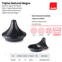 [107.676.629128] Tajine Barro Preto Natural Esmaltado  28X19Cm Ibili         