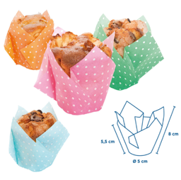 [107.197.98] Muffin Cups Tulip - Polka 15X15 Cm Sortido 200 Unid.        