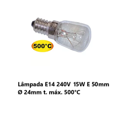 [370.357099] Lâmpada  E14 240V 15W E 50Mm Ø 24Mm Máx. 500°C              